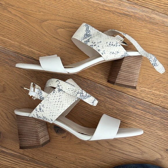 Cole Haan sandals 3 inch 
Gray white snakeskin buckle strap 
Size 7.5 - Picture 3 of 4